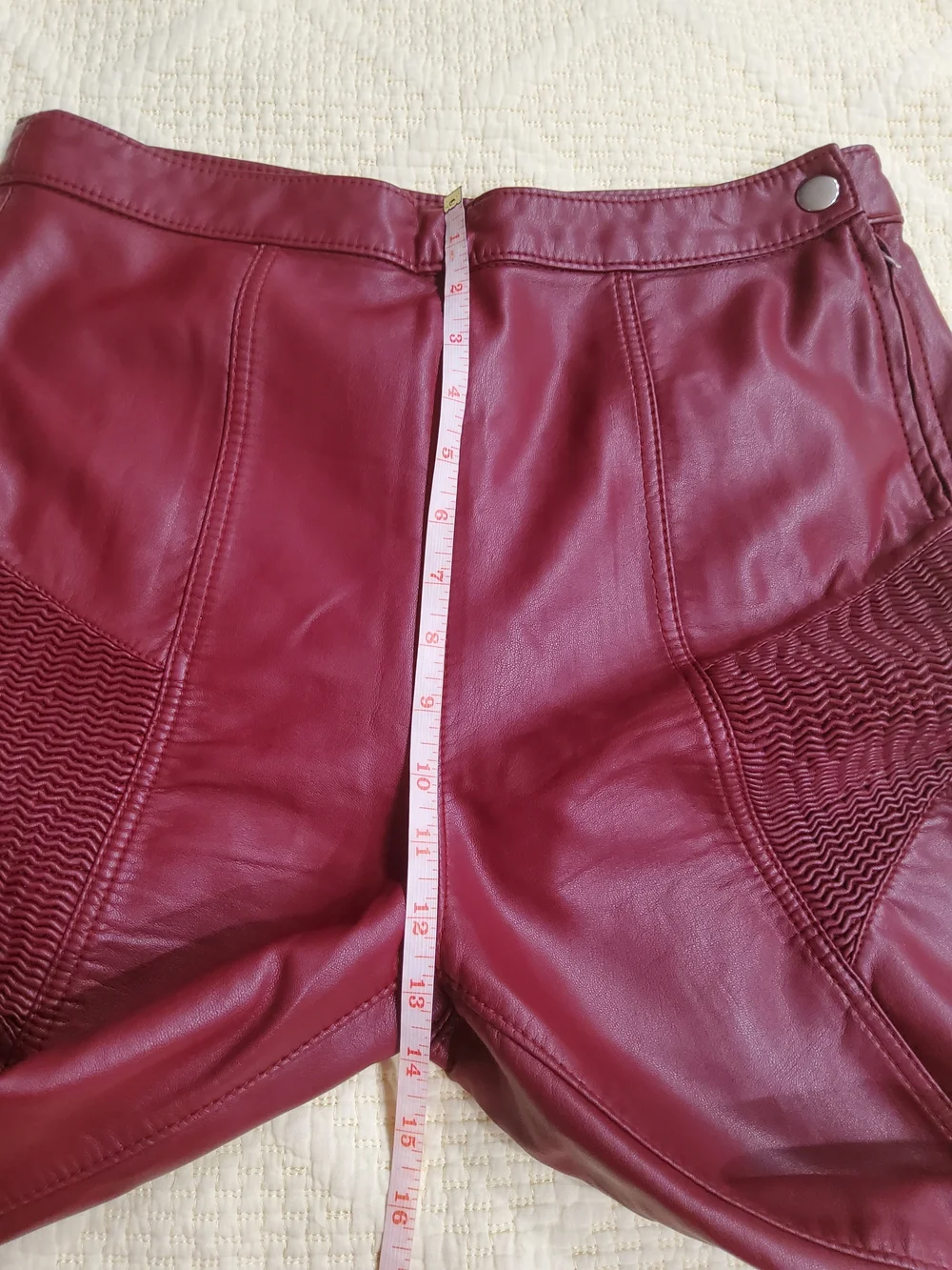 Free People Kaelin Burgundy Faux Leather Moto Cropped Pants